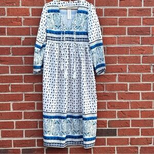 Global Print Midi Dress Tassel Bohemian Maxi Rayon Small OrderPlus